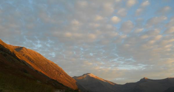 Photo of Sunset looking south east down Glen Nevis from Ben Nevis main path