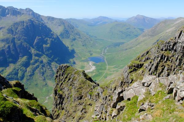 Photo of Looking down into Glen Coe from eastern end of Aonach Eagach